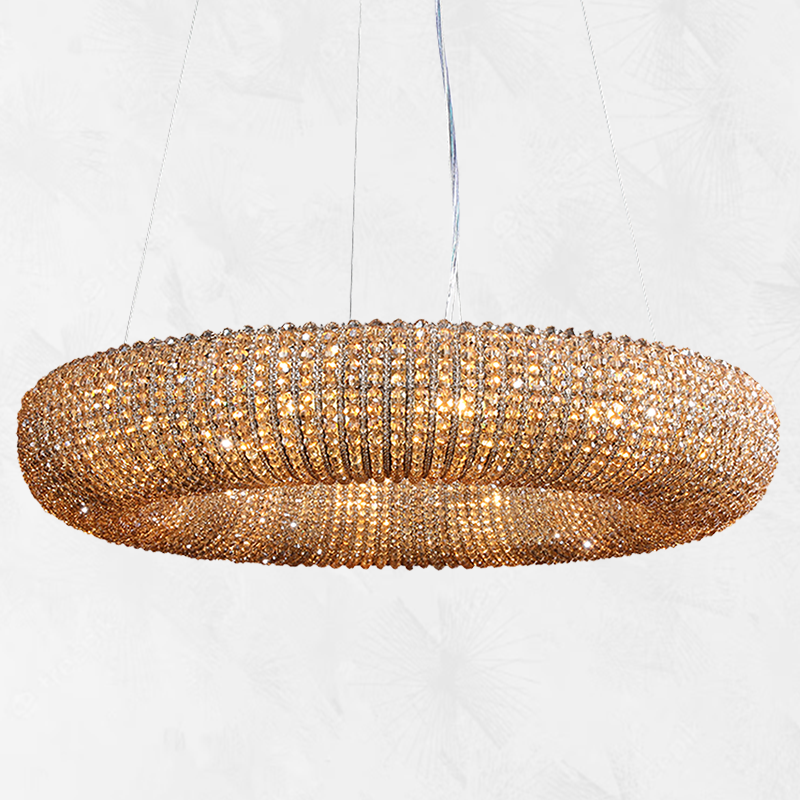 Halo Round Chandelier with Clear Crystal