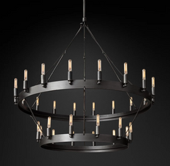 Camino Vintage Filament Two-Tier Round Chandelier 38"