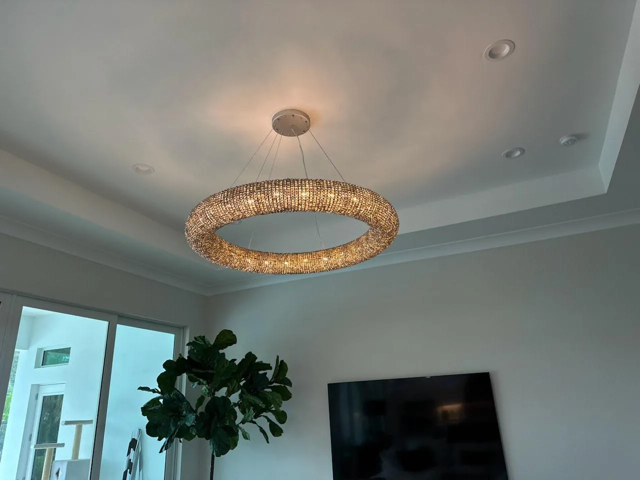 Halo Round Chandelier with Clear Crystal