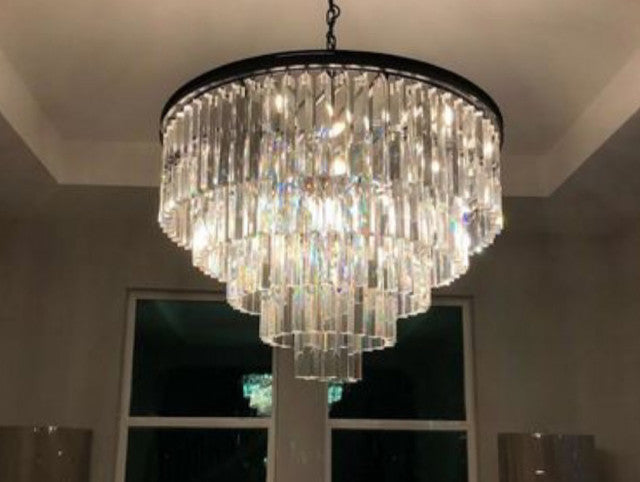 1920s Odeon 7-Layer Crystal Square Chandelier 47"