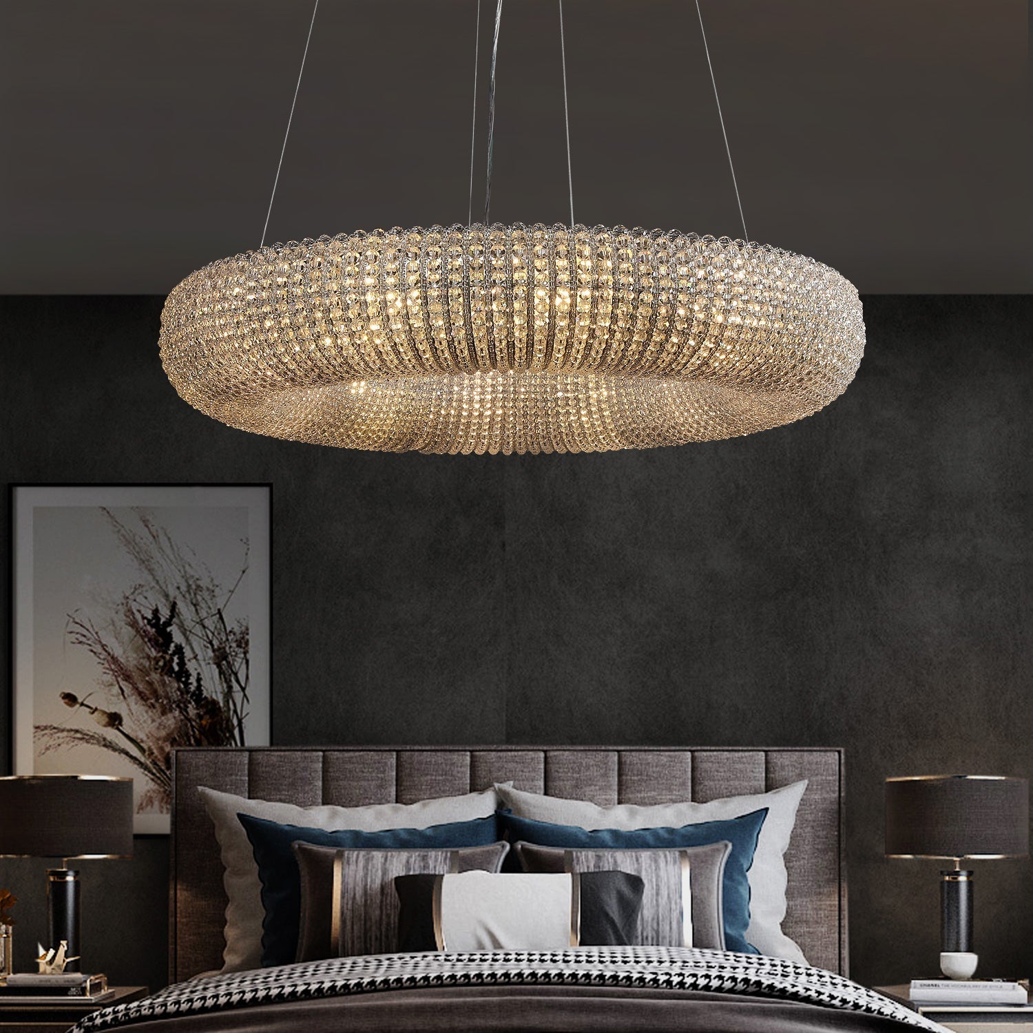 Halo Crystal Aperture Round Chandelier D41"