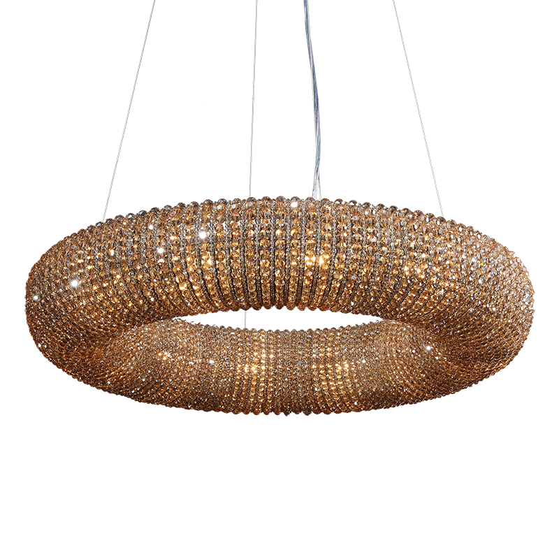 Halo Round Chandelier with Clear Crystal