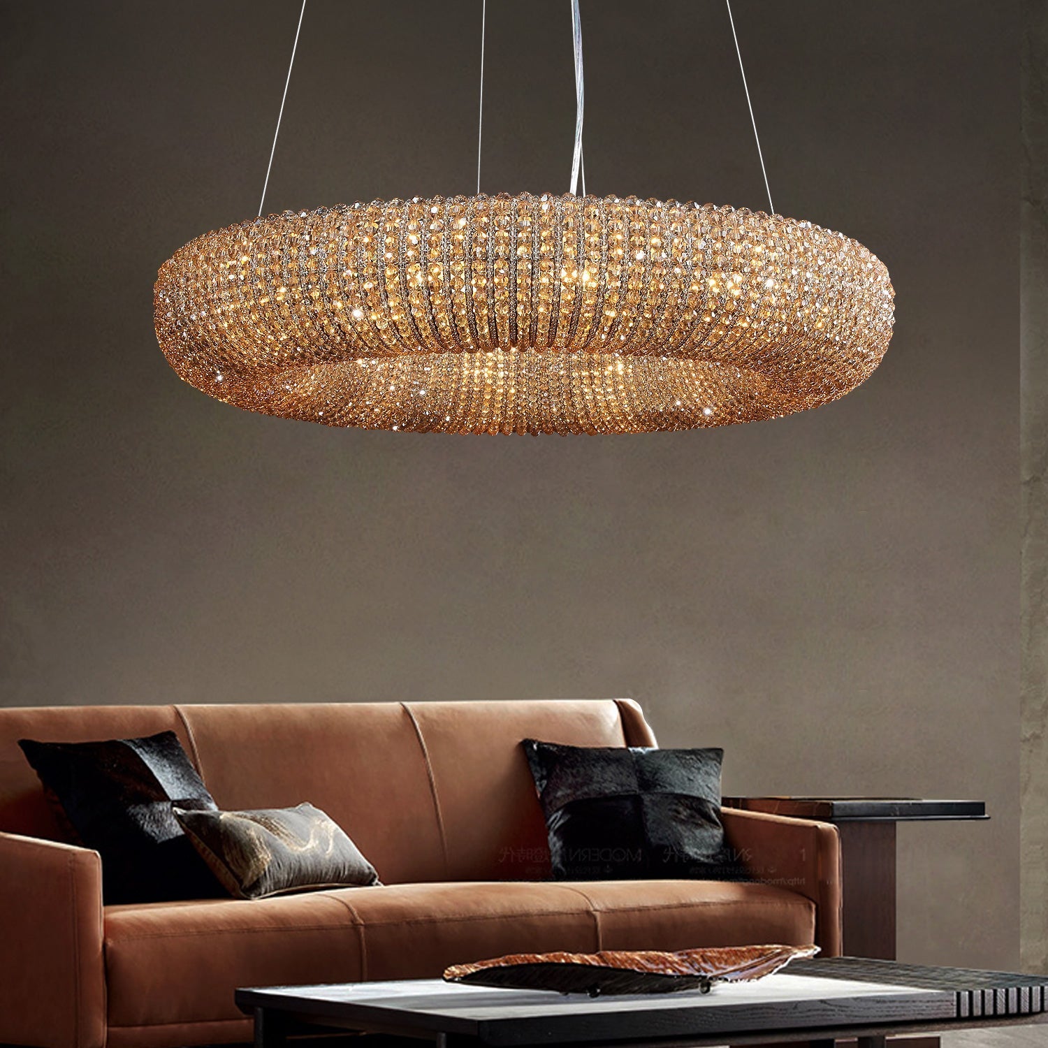 Halo Crystal Aperture Round Chandelier D59"