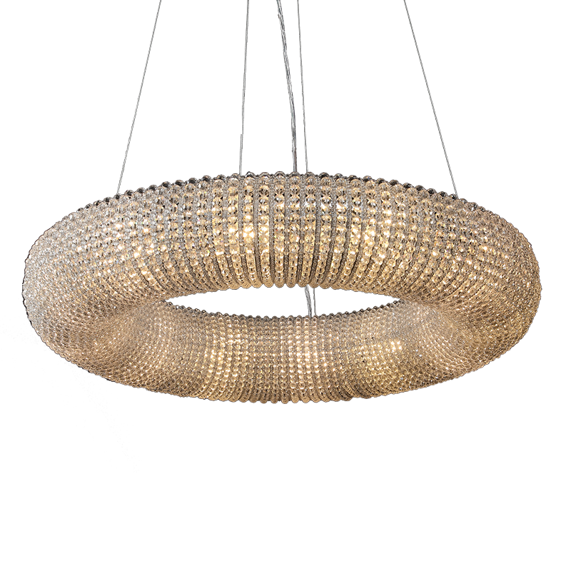 Halo Round Chandelier with Clear Crystal