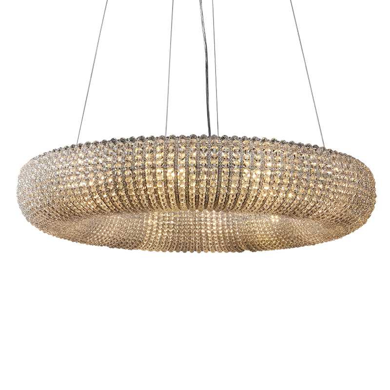 Halo Round Chandelier with Clear Crystal