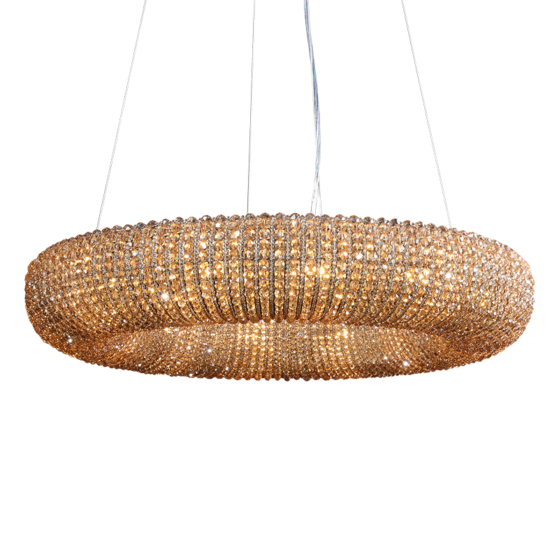 Halo Round Chandelier with Clear Crystal