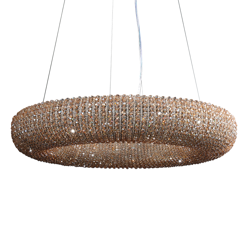 Halo Round Chandelier with Clear Crystal