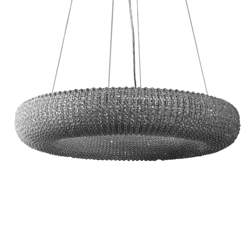 Halo Round Chandelier with Clear Crystal