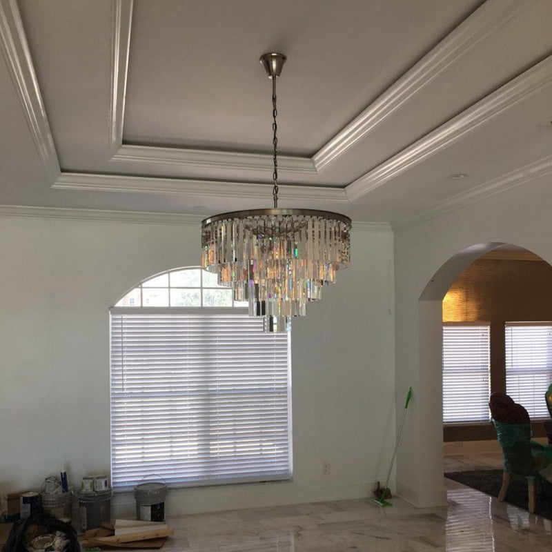 1920s Odeon 7-Layer Crystal Square Chandelier 47"