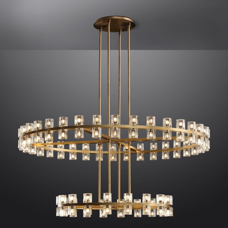 Arcachon Crystal Two-Tier Round Chandelier 60"