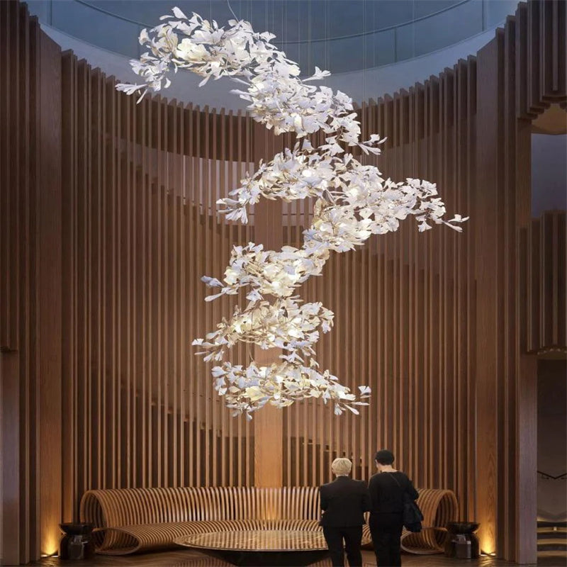 Keyah Porcelain Ginkgo Ceramics Chandelier, Modern Luxury Lights