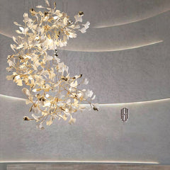 Ceramic Ginkgo Stair Long Branch Chandelier