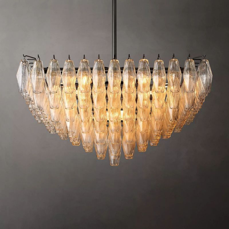 Chara Glass Square Chandelier 32"