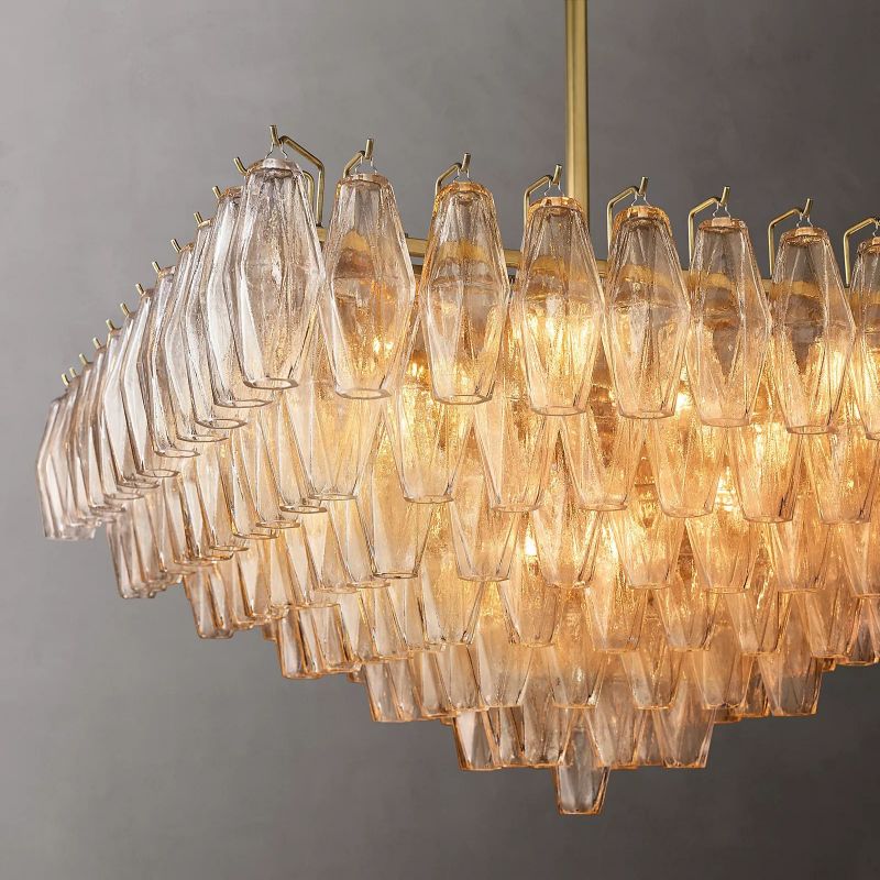 Chara Glass Square Chandelier 32"