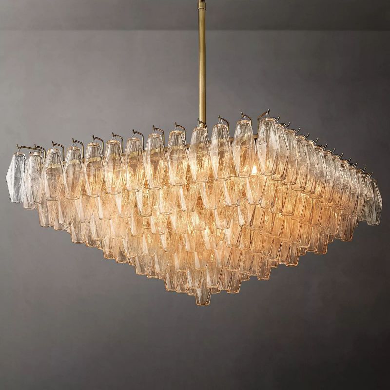 Chara Glass Square Chandelier 32"