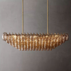 Chara Smoke Glass Tiered Rectangular Chandelier 54"