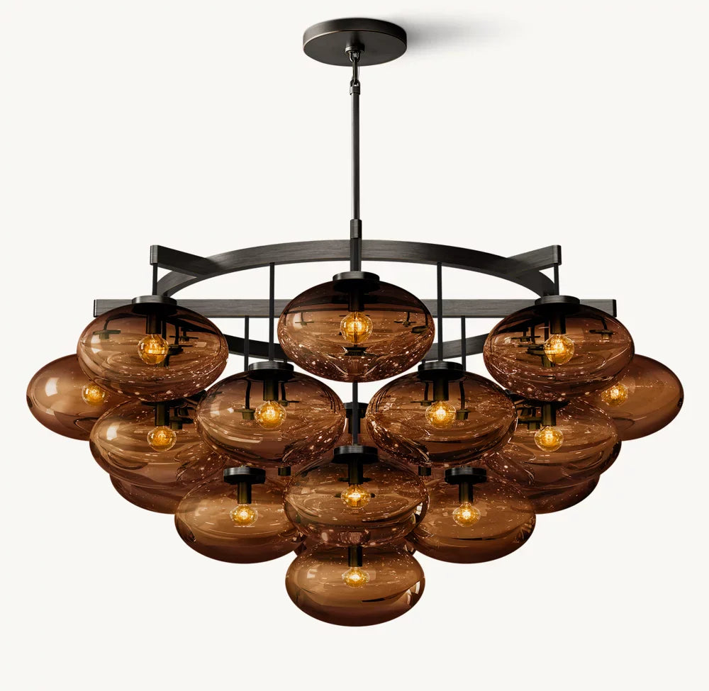 Cabrett Smoke Glass Round Chandelier 48"