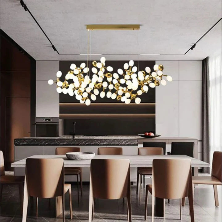 Luxury Escamoles Modern Linear Grape Chandelier