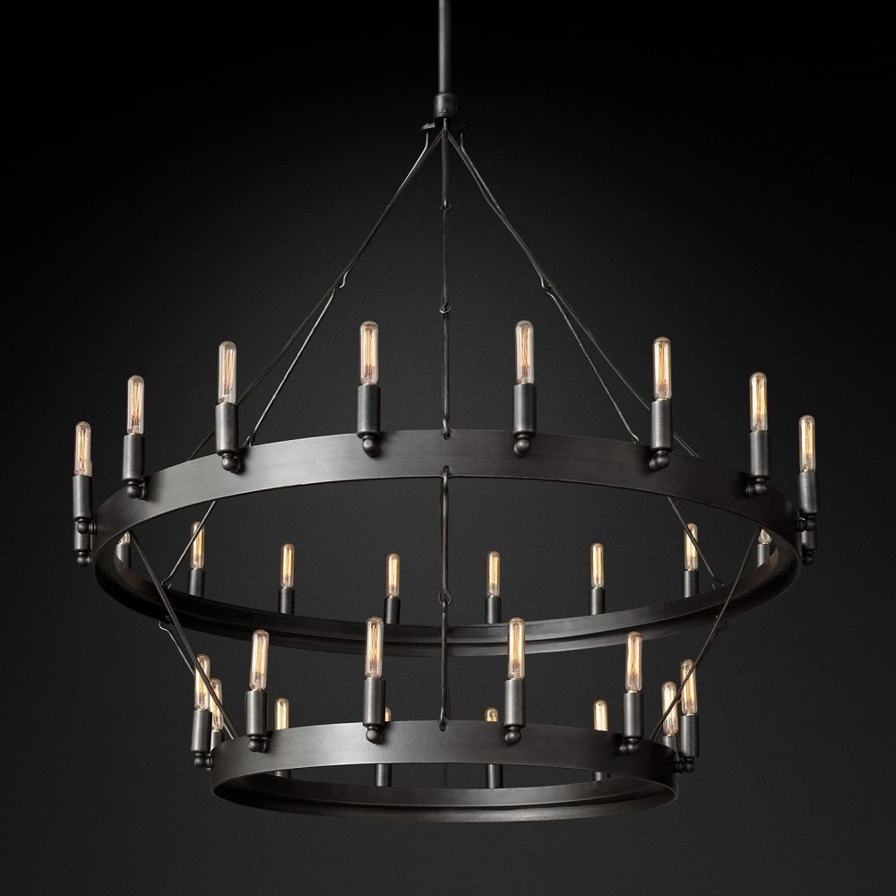 Camino Vintage Filament 2-Tier Round Chandelier Matte Black