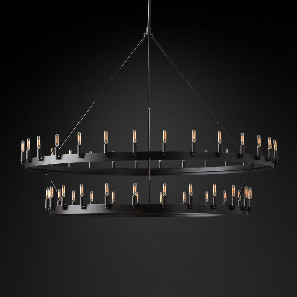 Camino Vintage Filament 2-Tier Round Chandelier Matte Black