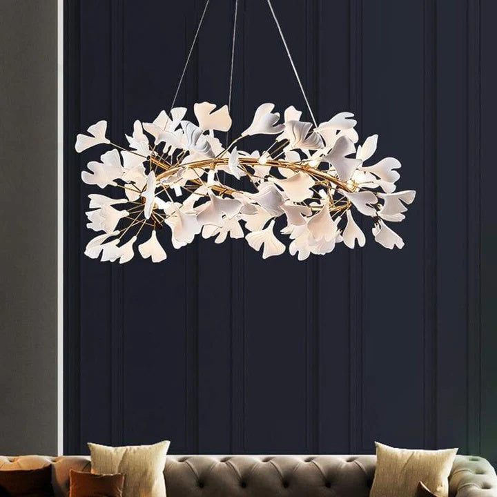 Luxury Ceramic Ginkgo Round Chandelier