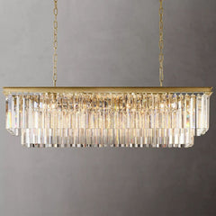 1920s Odeon 2-Layer Crystal Rectangle Chandelier 49"