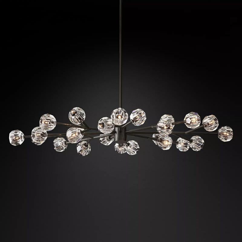 Boule Clear Glass Oval Chandelier 72" Over Dining Table