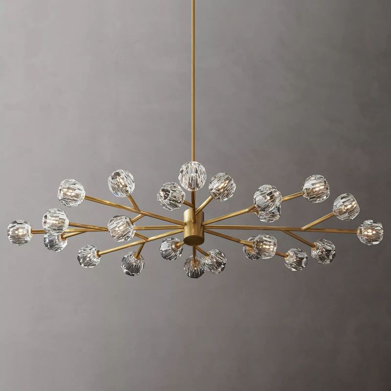 Boule Clear Glass Oval Chandelier 72" Over Dining Table