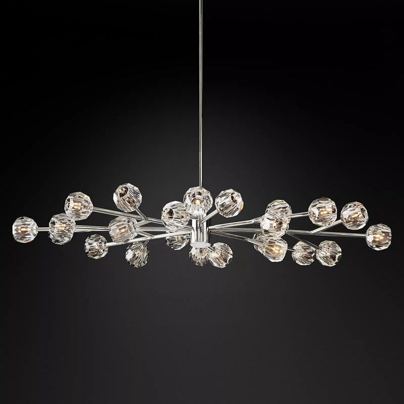 Boule Clear Glass Oval Chandelier 72" Over Dining Table