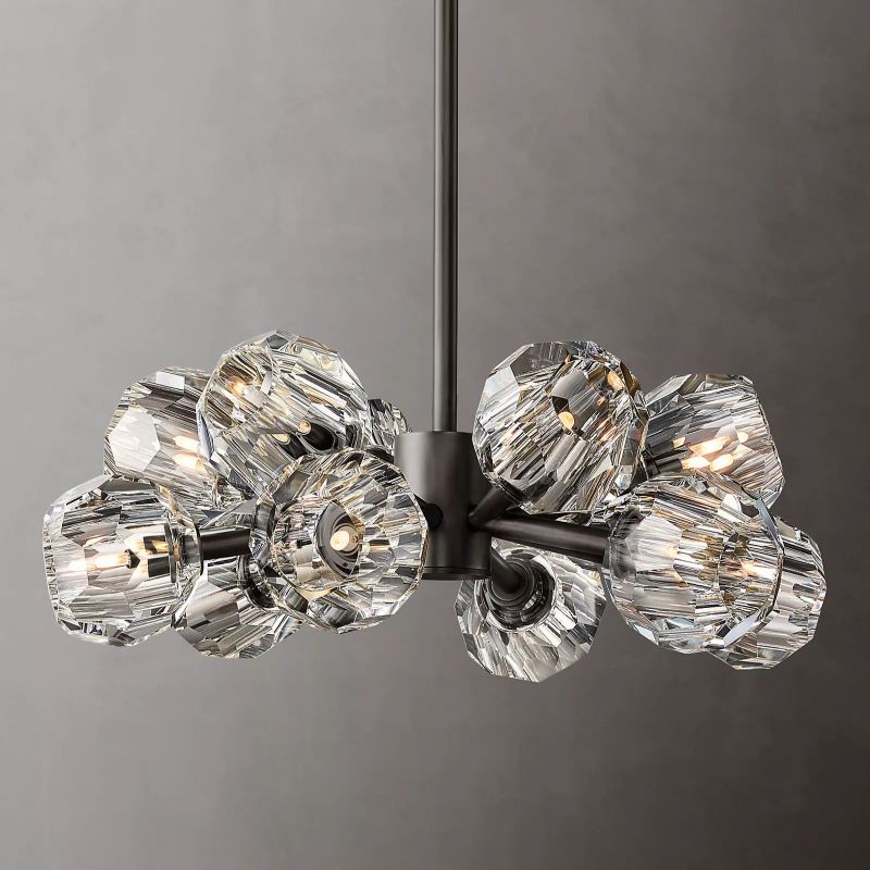 Boule Modern Clear Crystal Round Chandelier 24" Over Dining Table