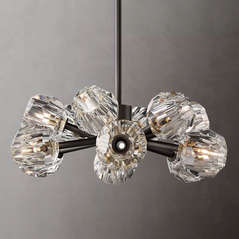 Boule Modern Clear Crystal Round Chandelier 24" Over Dining Table