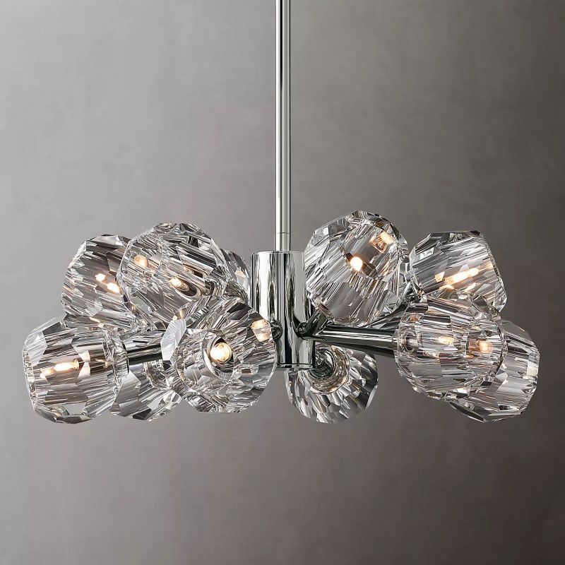 Boule Modern Clear Crystal Round Chandelier 24" Over Dining Table