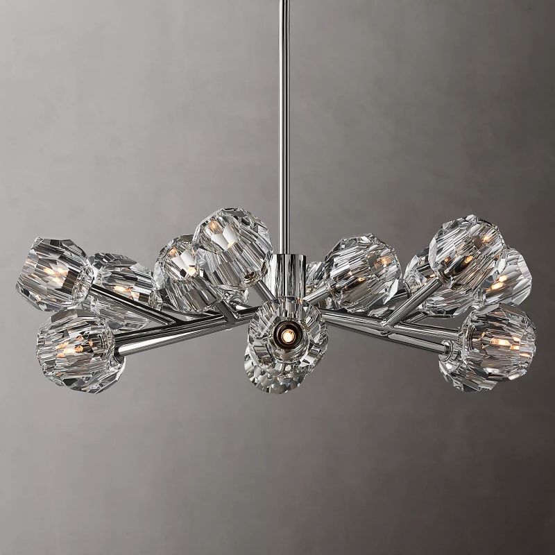 Boule Modern Clear Crystal Round Chandelier 36" Over Dining Table