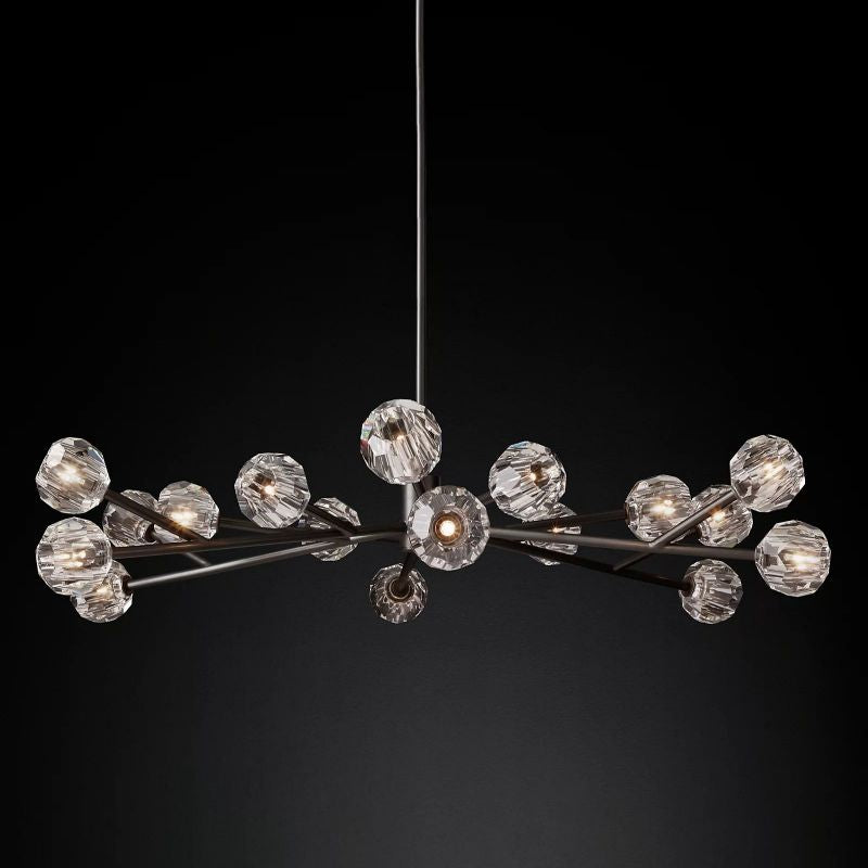 Boule Modern Clear Crystal Round Chandelier 60" Over Dining Table