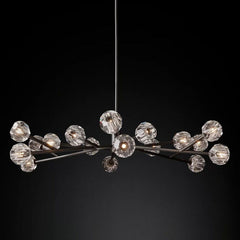 Boule Modern Clear Crystal Round Chandelier 60" Over Dining Table