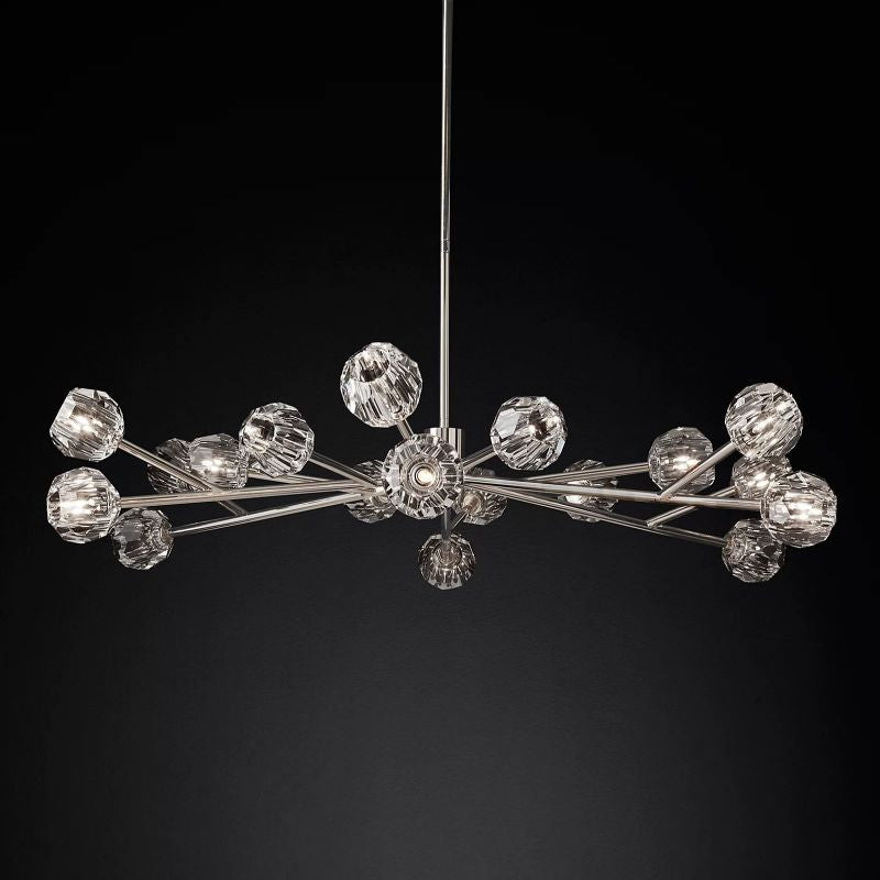 Boule Modern Clear Crystal Round Chandelier 60" Over Dining Table