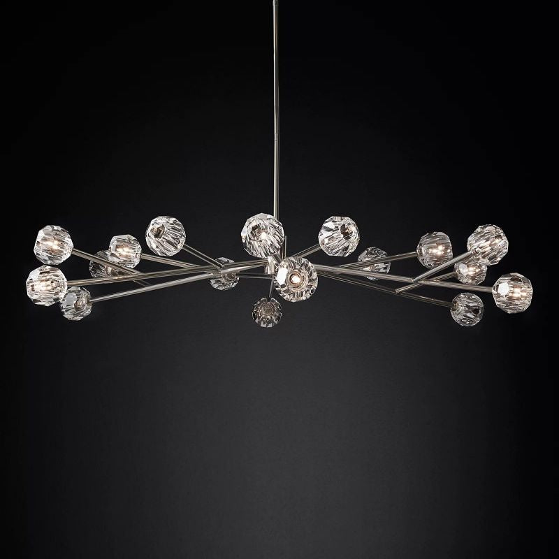 Boule Modern Clear Crystal Round Chandelier 72" Over Dining Table