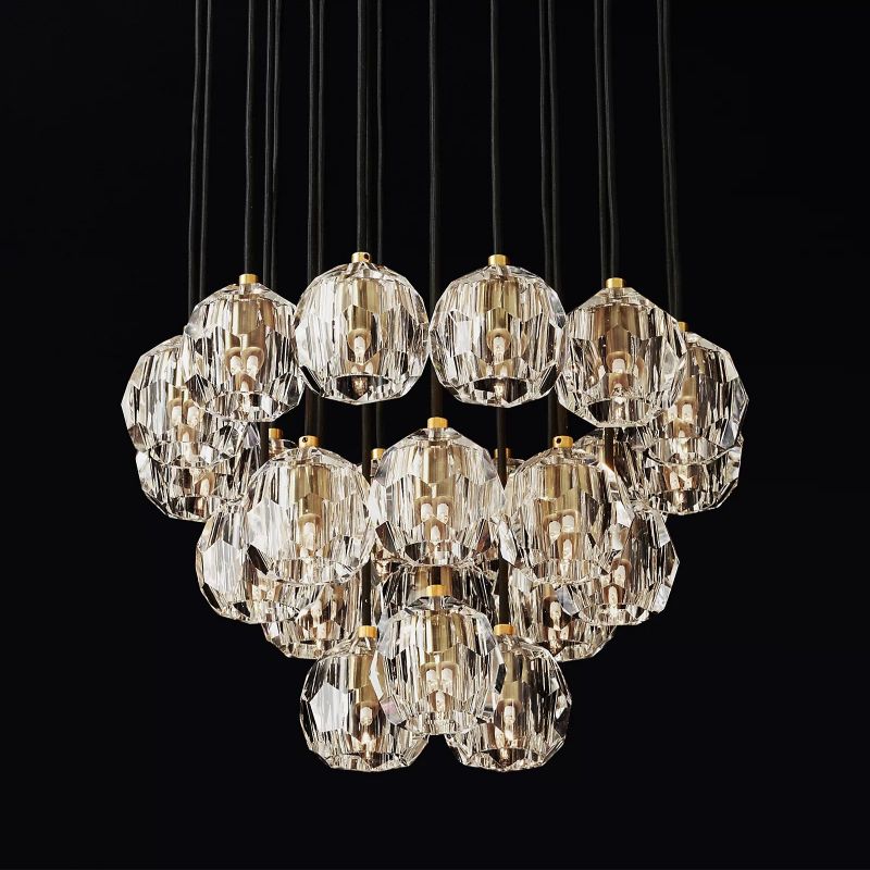 Boule Glass Round Cluster Chandelier 24"