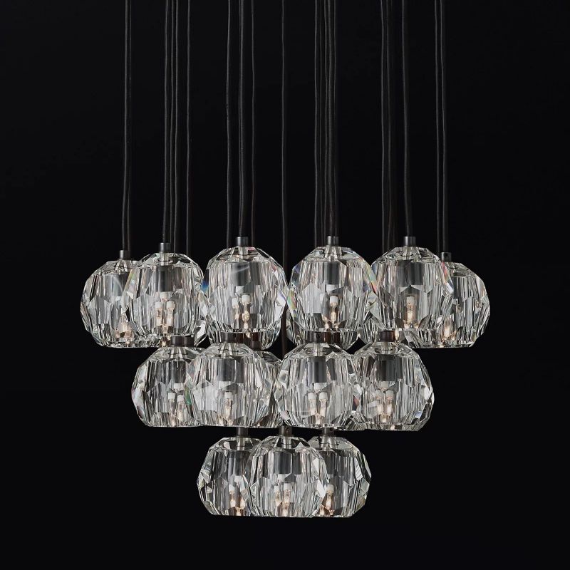 Boule Glass Round Cluster Chandelier 24"