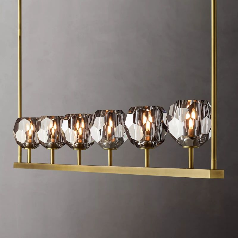 Boule Smoke Glass Linear Chandelier 60"