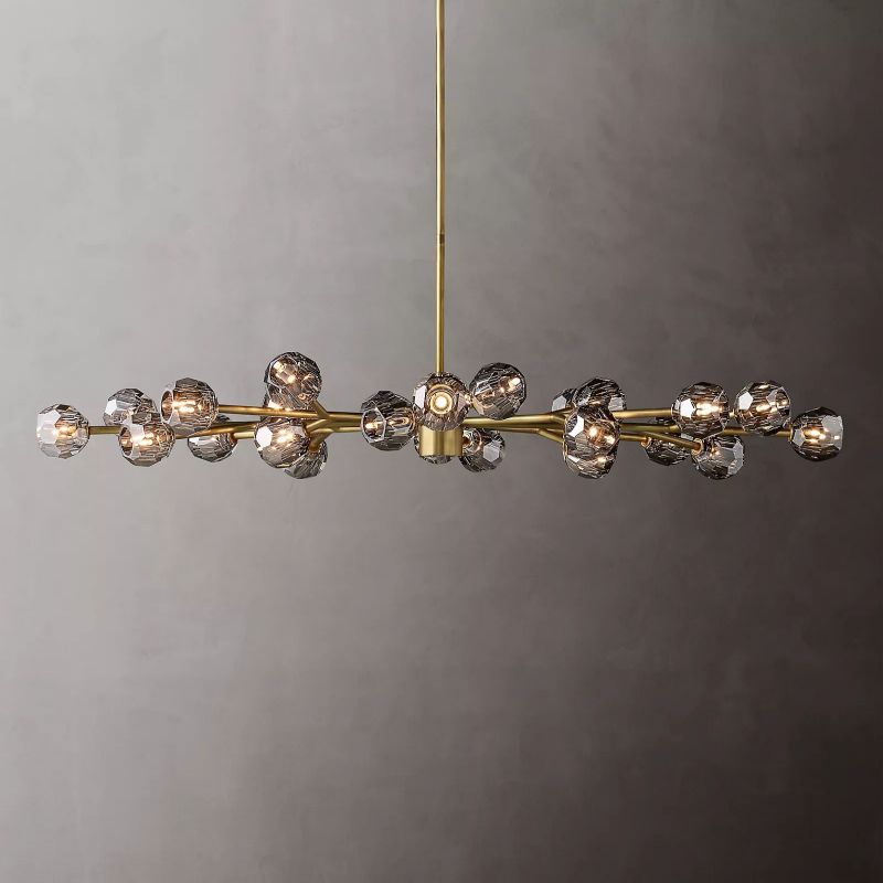 Boule Smoke Glass Oval Chandelier 72" Over Dining Table