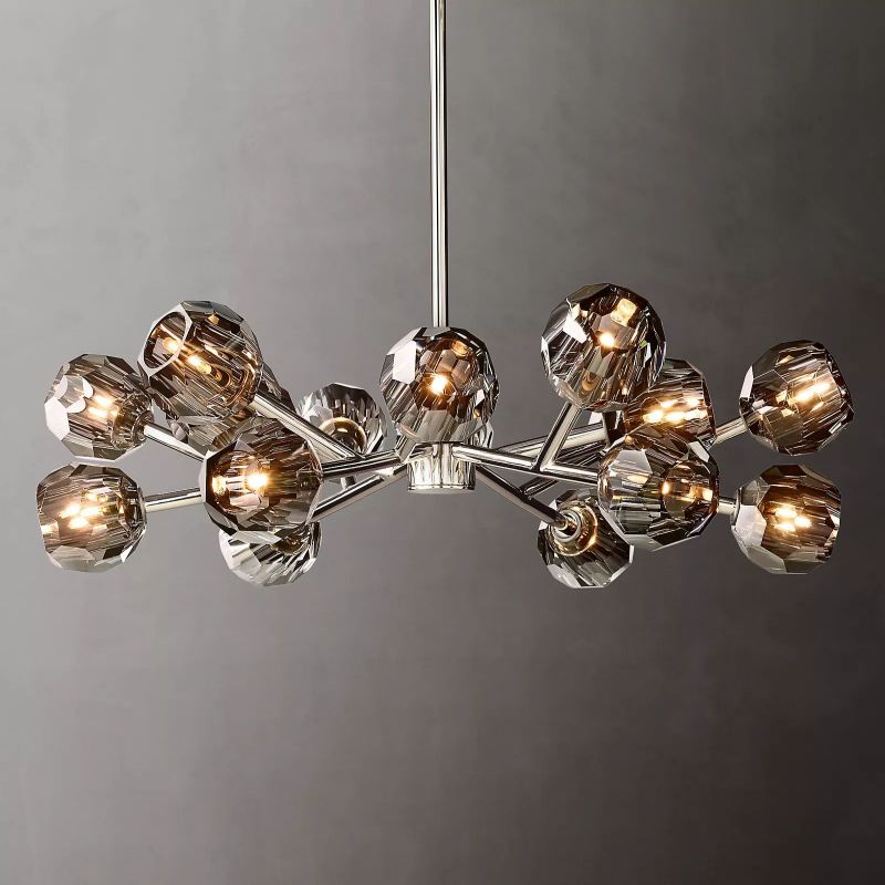 Boule Modern Smoke Crystal Round Chandelier 36" Over Dining Table