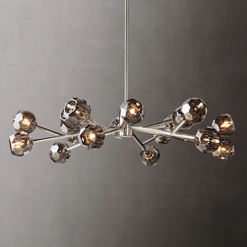 Boule Modern Smoke Crystal Round Chandelier 48" Over Dining Table