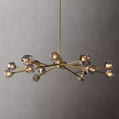 Boule Modern Smoke Crystal Round Chandelier 60" Over Dining Table