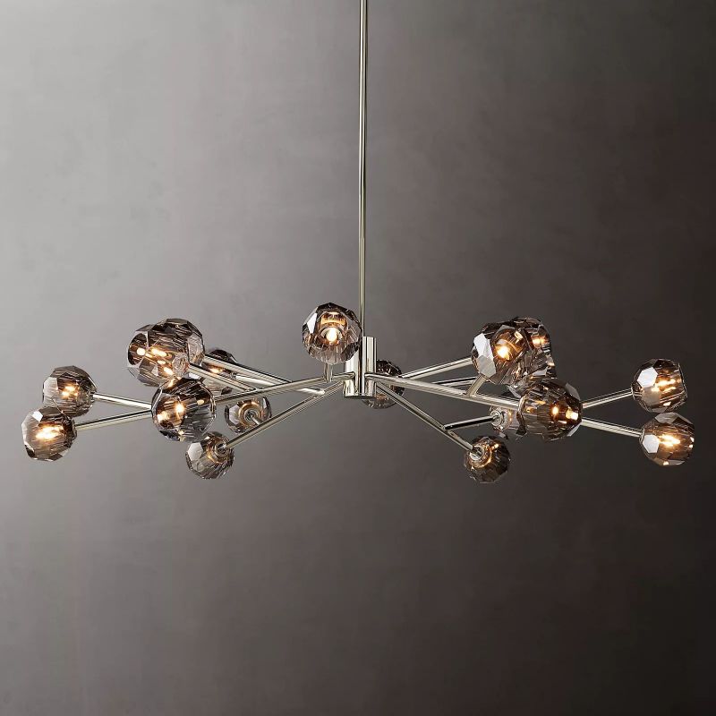 Boule Modern Smoke Crystal Round Chandelier 60" Over Dining Table