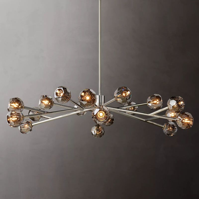 Boule Modern Smoke Crystal Round Chandelier 60" Over Dining Table