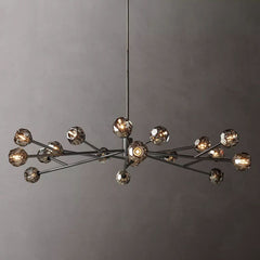 Boule Modern Smoke Crystal Round Chandelier 72" Over Dining Table