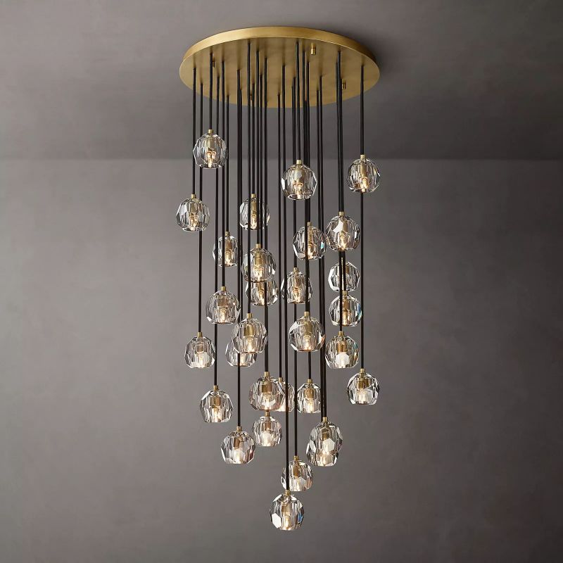 Boule Glass Round Cluster Chandelier 30"