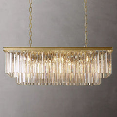 1920s Odeon 2-Layer Crystal Rectangle Chandelier 39"