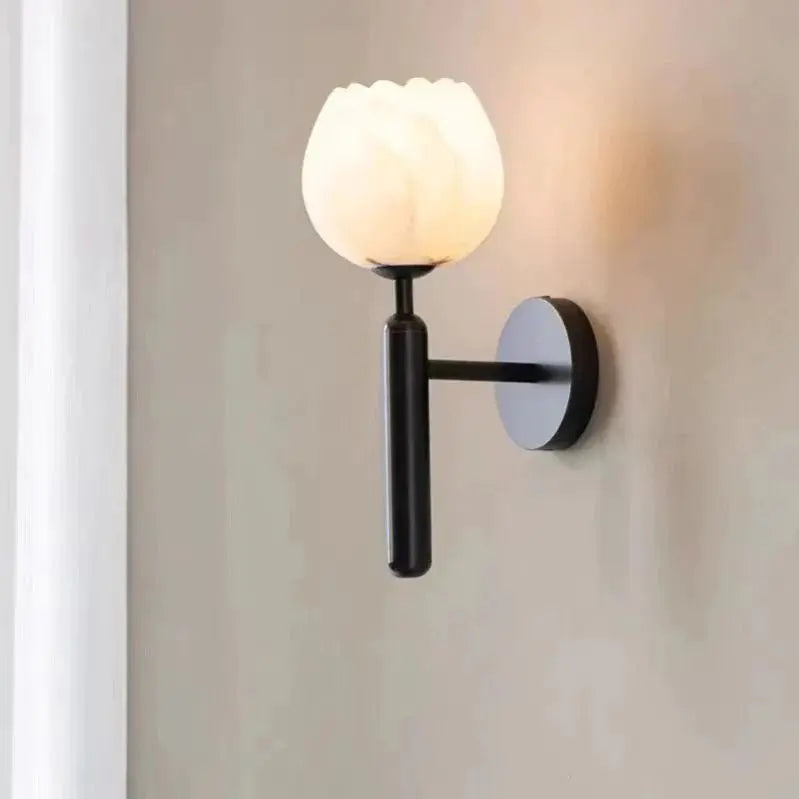 Alabaster Wall Sconce Light Tulip For Bedroom